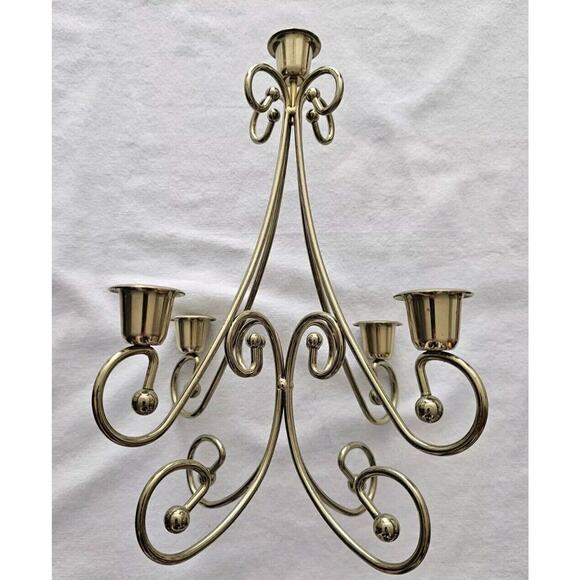 Vintage Home Interiors MCM Brass Plated Candle Holder Candelabra Centerpiece - Picture 9 of 15